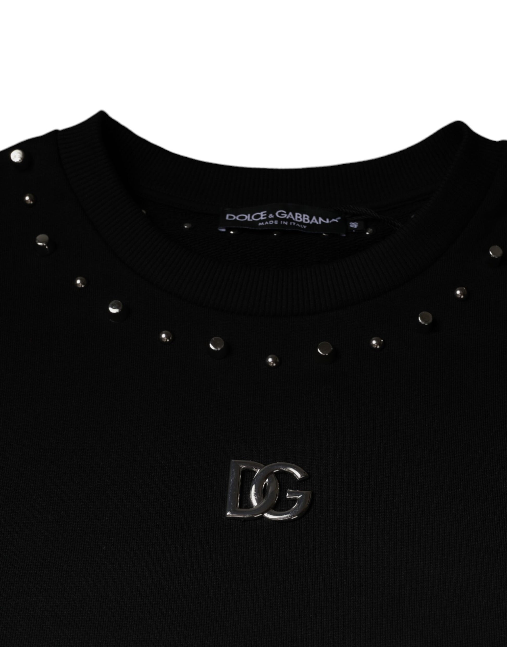 Dolce & Gabbana Black Logo Stud Pullover Sweatshirt Sweater Dolce & Gabbana