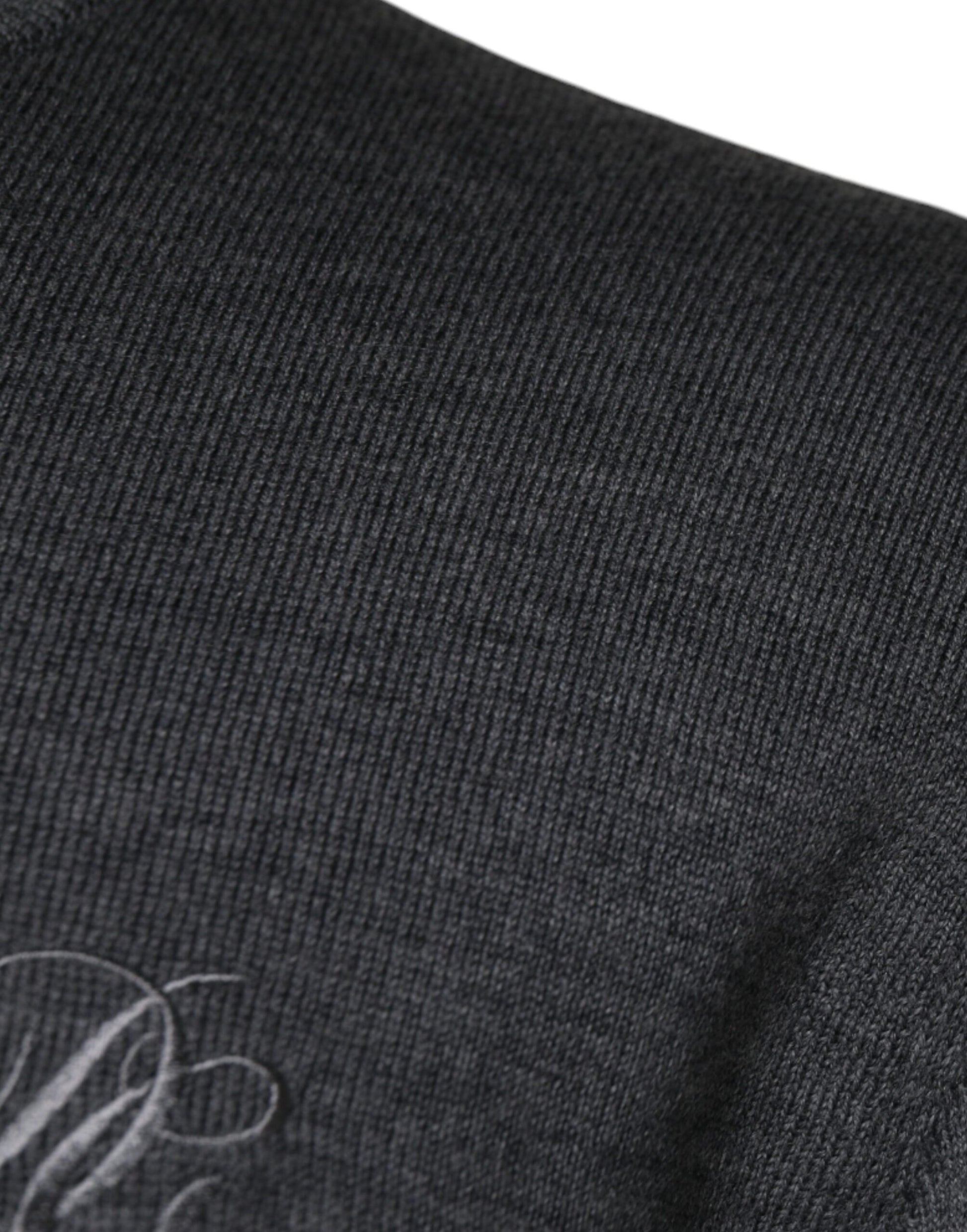 Dolce & Gabbana Dark Gray Wool Crew Neck Pullover Sweater Dolce & Gabbana