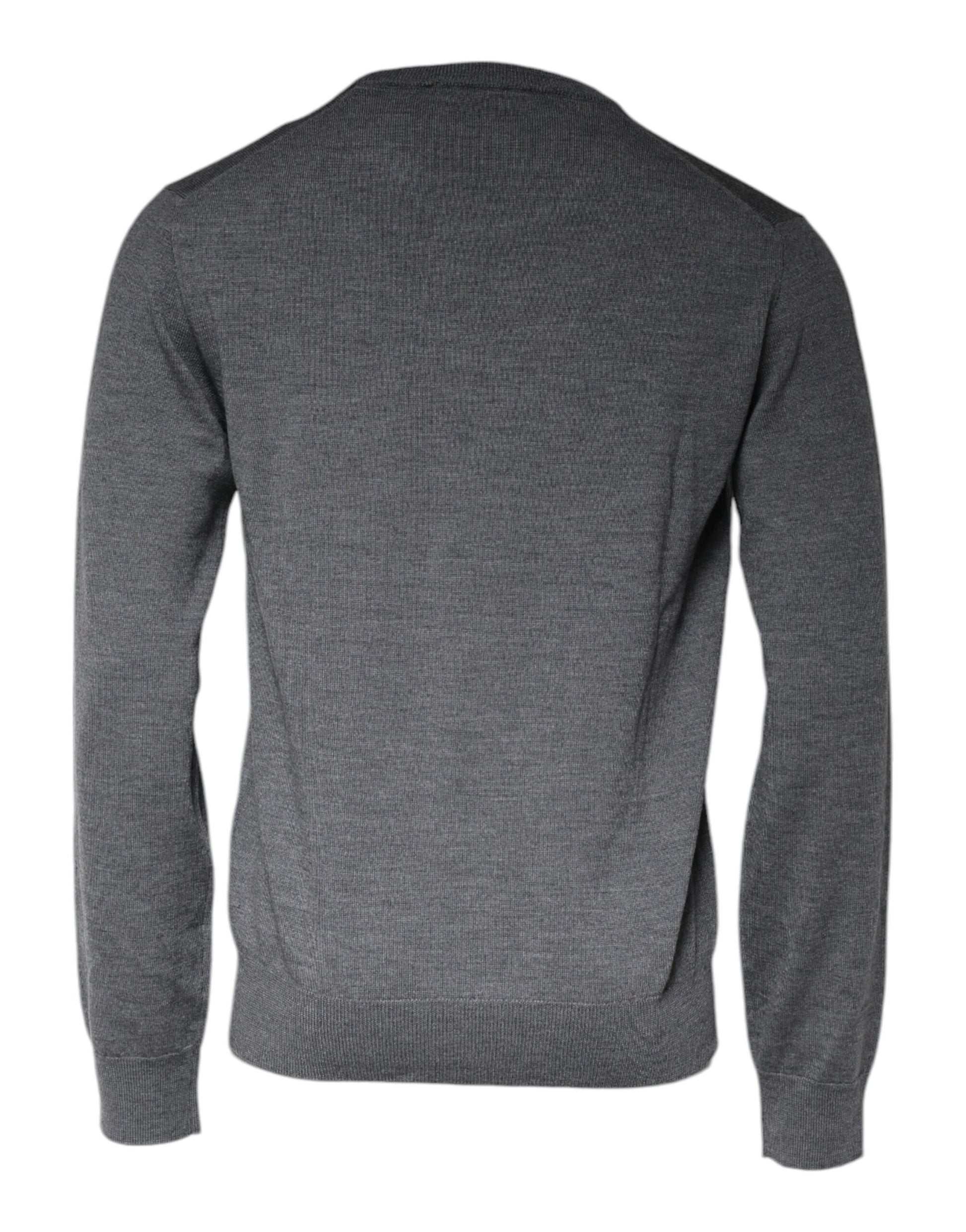 Dolce & Gabbana Dark Gray Wool Crew Neck Pullover Sweater Dolce & Gabbana