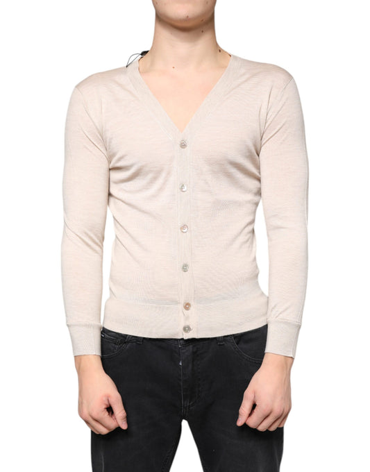 Dolce & Gabbana Beige Cashmere Button Down Cardigan Sweater Dolce & Gabbana