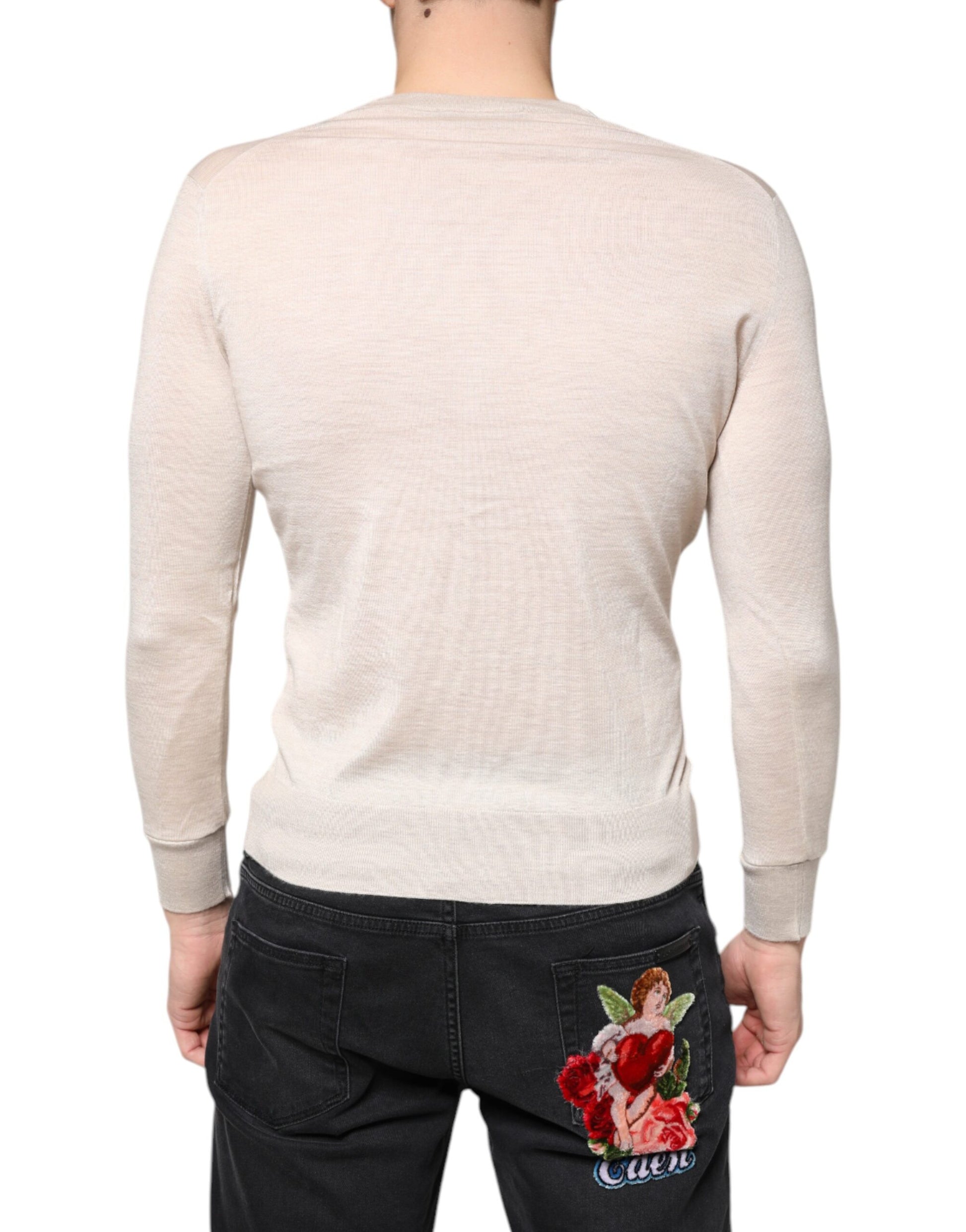 Dolce & Gabbana Beige Cashmere Button Down Cardigan Sweater Dolce & Gabbana