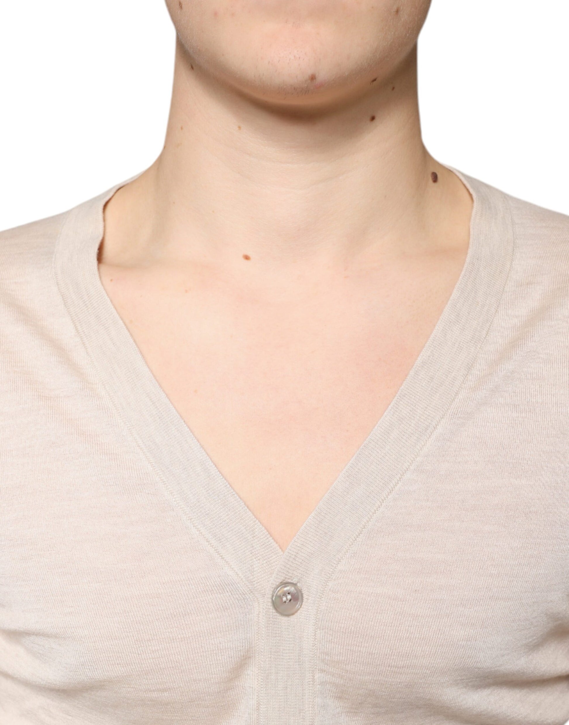 Dolce & Gabbana Beige Cashmere Button Down Cardigan Sweater Dolce & Gabbana