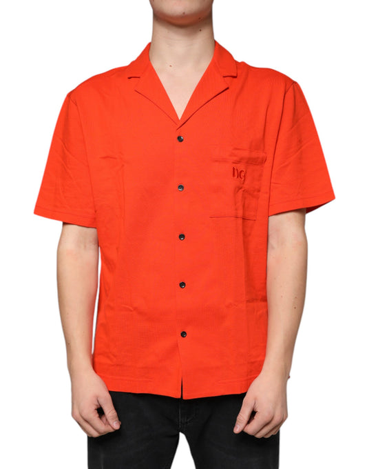 Dolce & Gabbana Orange Cotton Button Down Casual Polo Shirt Dolce & Gabbana
