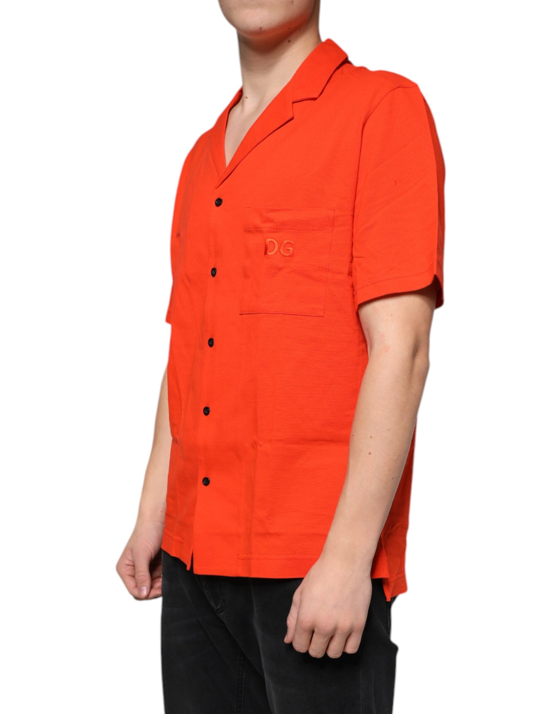 Dolce & Gabbana Orange Cotton Button Down Casual Polo Shirt Dolce & Gabbana