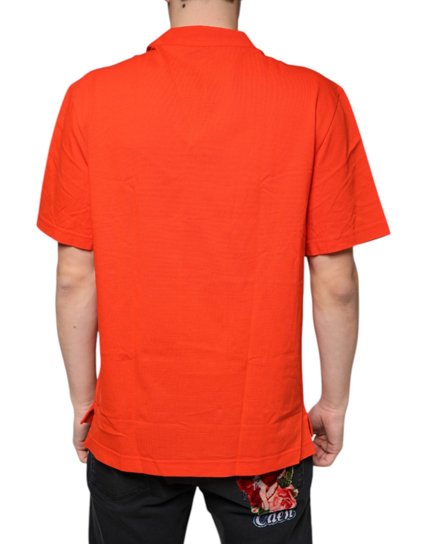 Dolce & Gabbana Orange Cotton Button Down Casual Polo Shirt Dolce & Gabbana