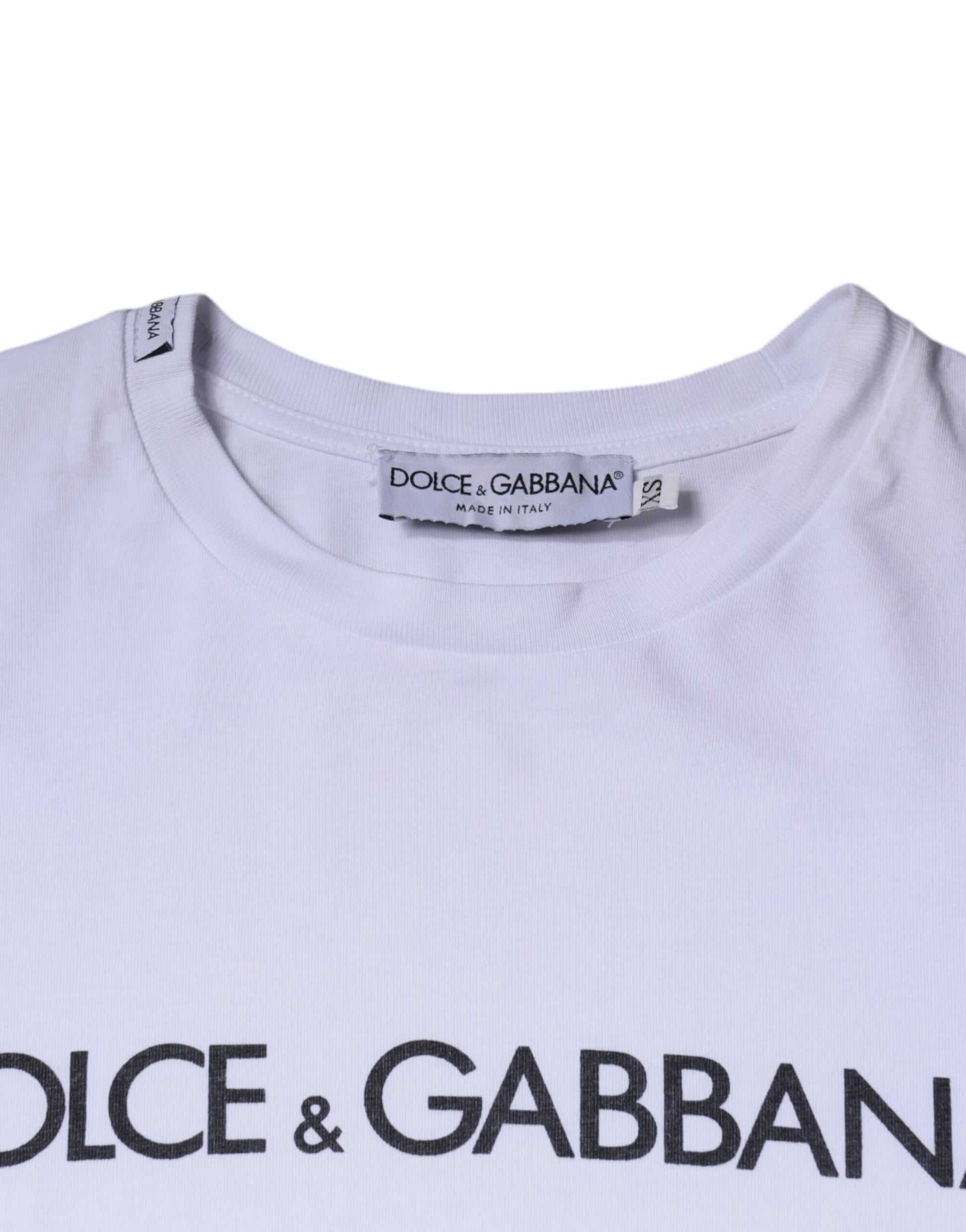 Dolce & Gabbana White Logo Print Cotton Crew Neck T-shirt Dolce & Gabbana