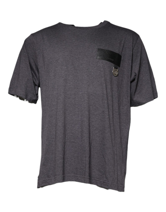 Dolce & Gabbana Gray Logo Patch Cotton Crew Neck T-shirt Dolce & Gabbana
