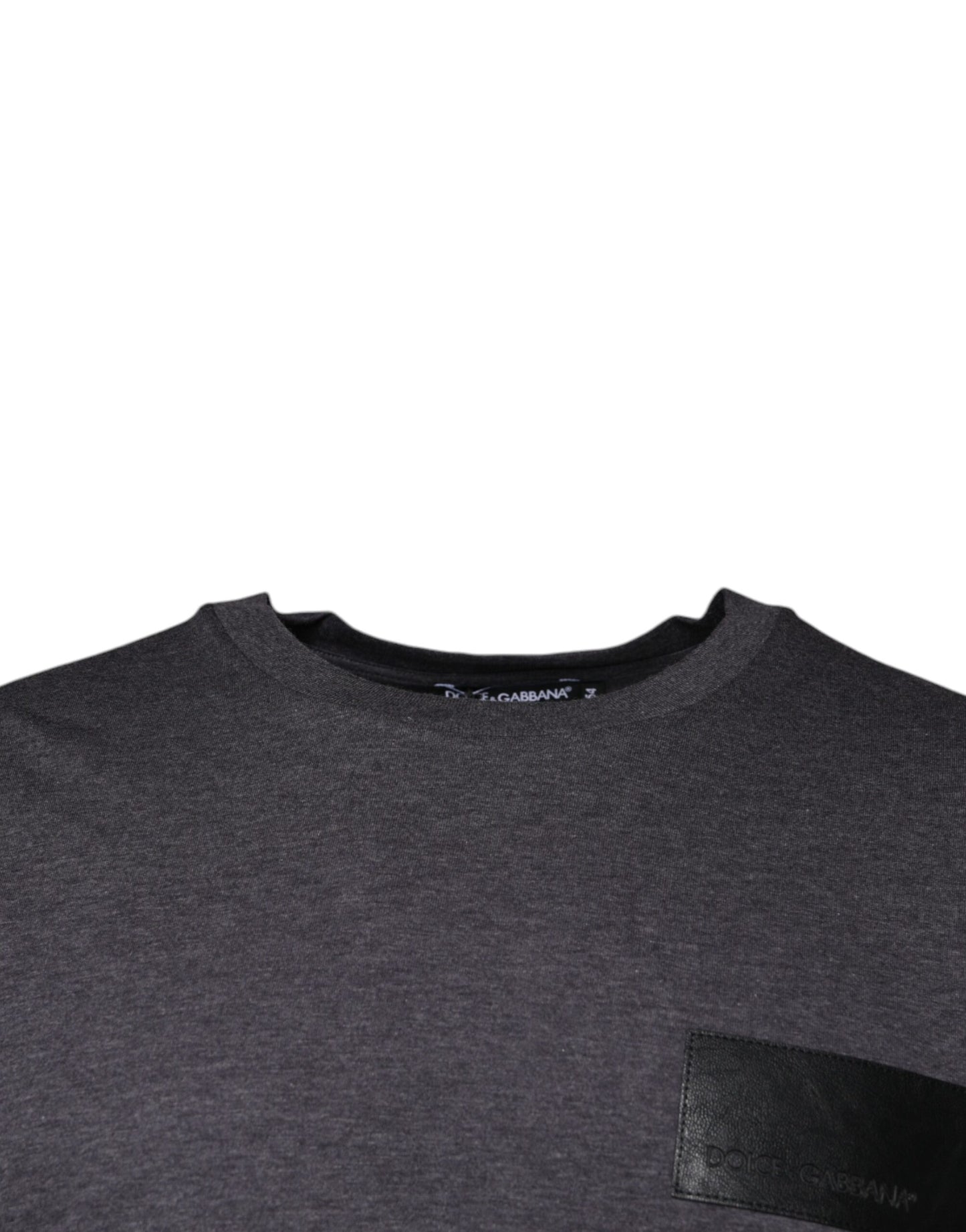 Dolce & Gabbana Gray Logo Patch Cotton Crew Neck T-shirt Dolce & Gabbana