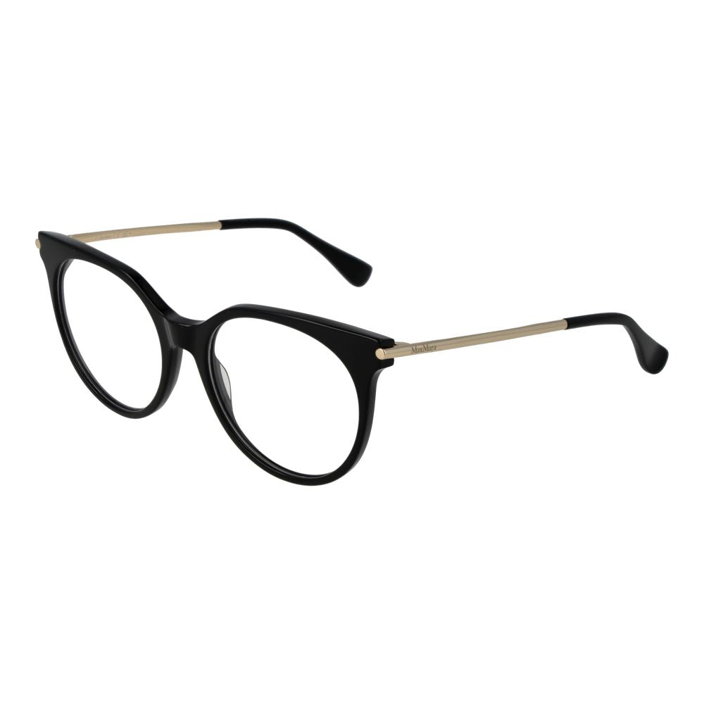 Max Mara black acetate glasses frames with clear lenses and a stylish, modern design.