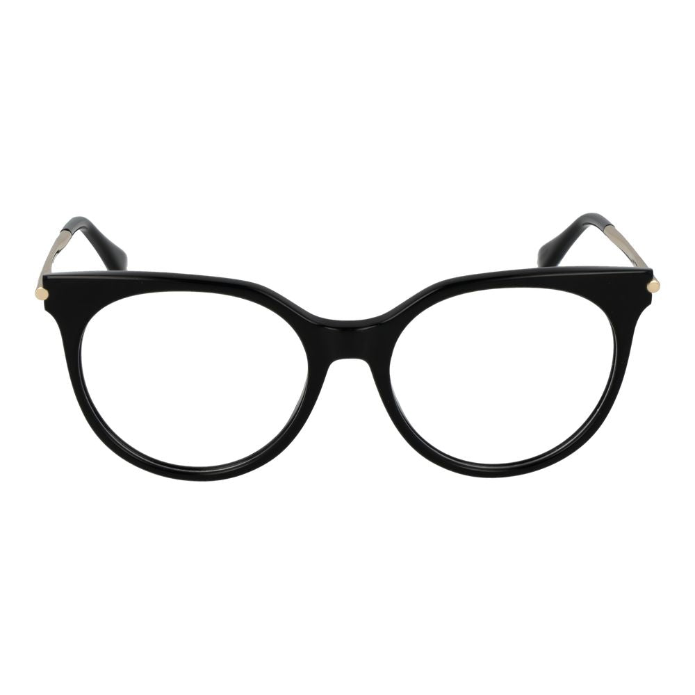 Black Max Mara acetate glasses frames with sleek design and clear lenses, stylish and lightweight for everyday wear.