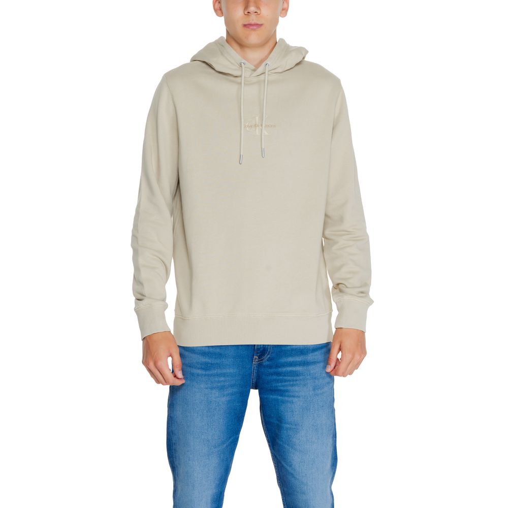 Calvin Klein Jeans Beige Recycled Cotton Hoody Calvin Klein Jeans