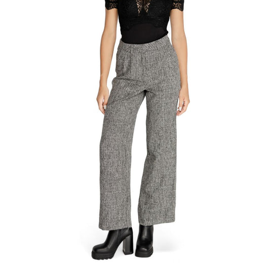 Vila Clothes Black Recycled Polyester Pant Vila Clothes