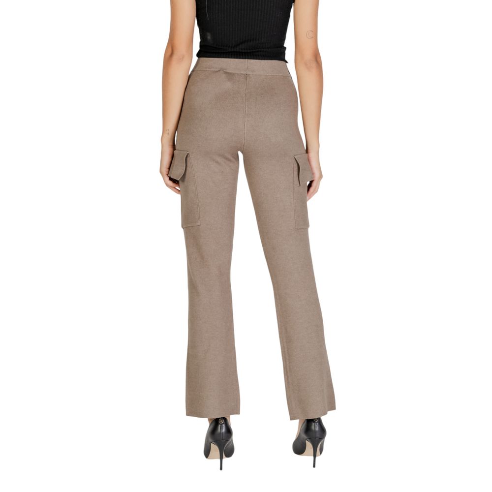 Vila Clothes Beige Viscose Pant Vila Clothes
