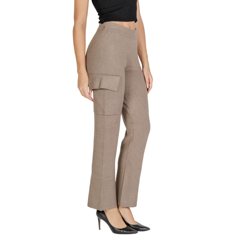 Vila Clothes Beige Viscose Pant Vila Clothes
