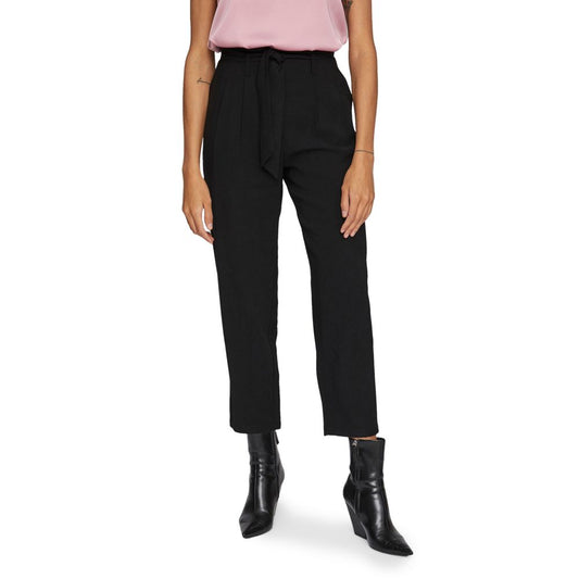 Vila Clothes Black Viscose Cropped Pant Vila Clothes