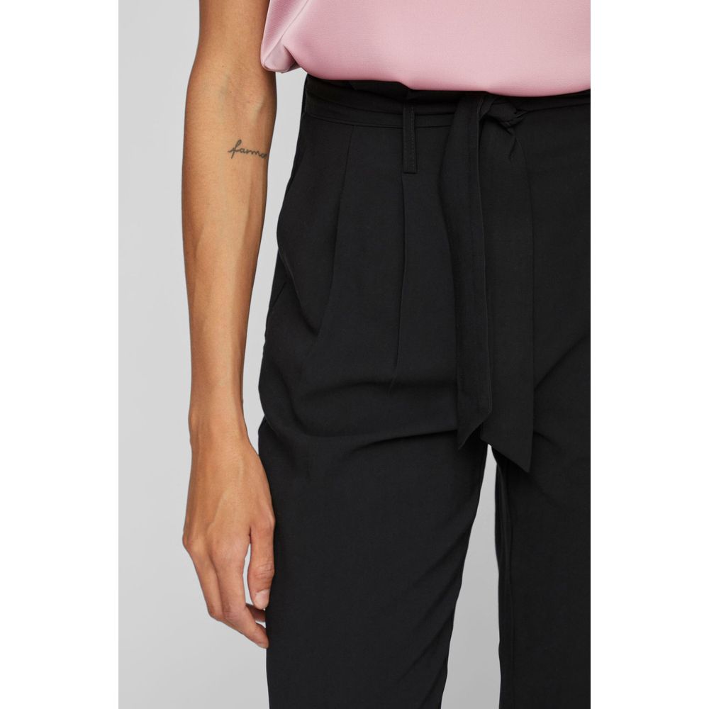 Vila Clothes Black Viscose Cropped Pant Vila Clothes