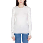 White cotton sweatshirt by Guess with a relaxed fit and crew neckline, featuring subtle brand logo details.