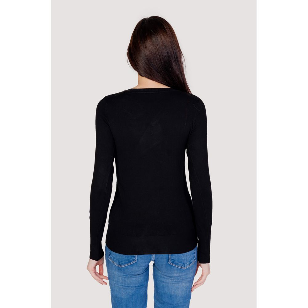 Black cotton sweatshirt by Guess with a relaxed fit and crew neckline, featuring subtle brand logo detail.