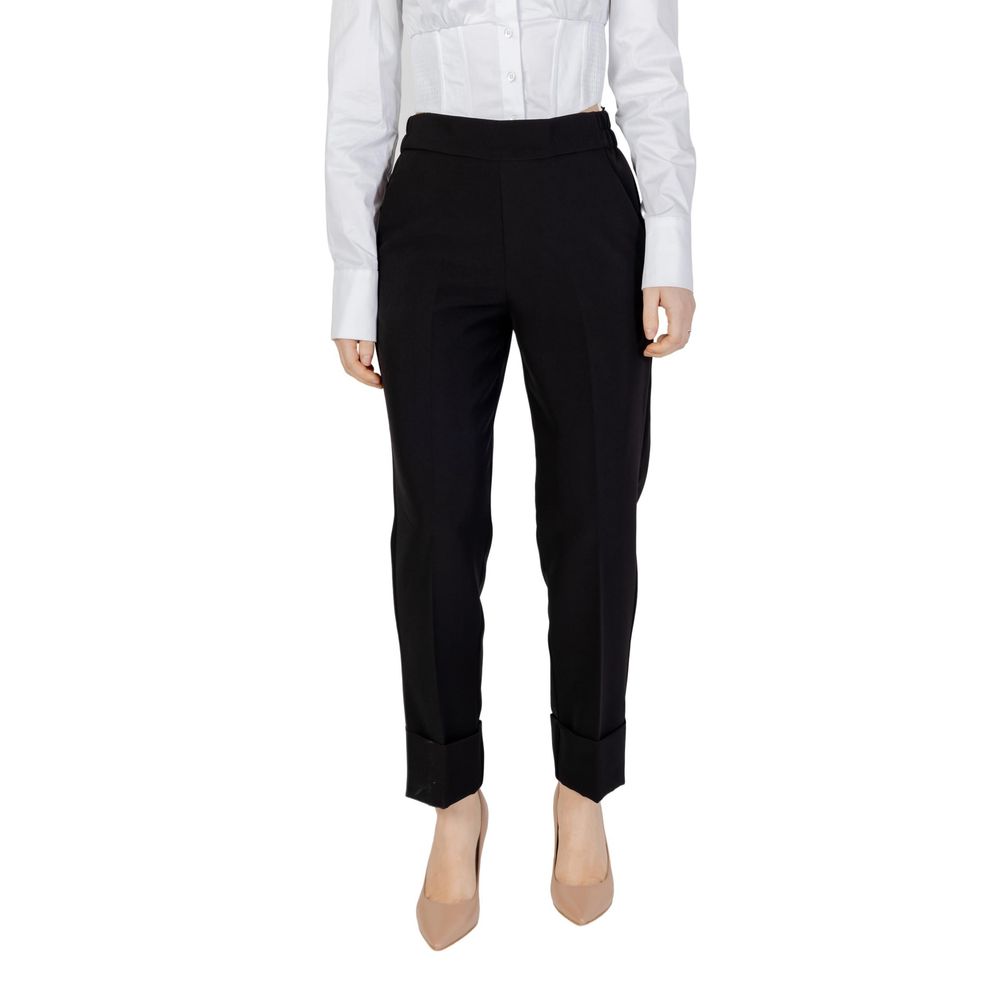 Sandro Ferrone Black Polyester Pant Sandro Ferrone