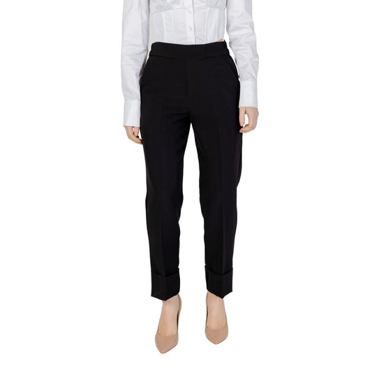 Sandro Ferrone Black Polyester Pant Sandro Ferrone