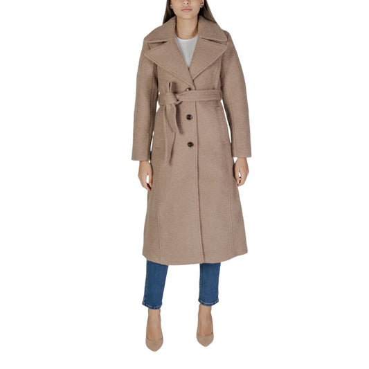Vila Clothes Beige Polyester Coat Vila Clothes