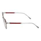 Red metallic Tod's glasses frames with sleek design, featuring clear lenses and modern style.