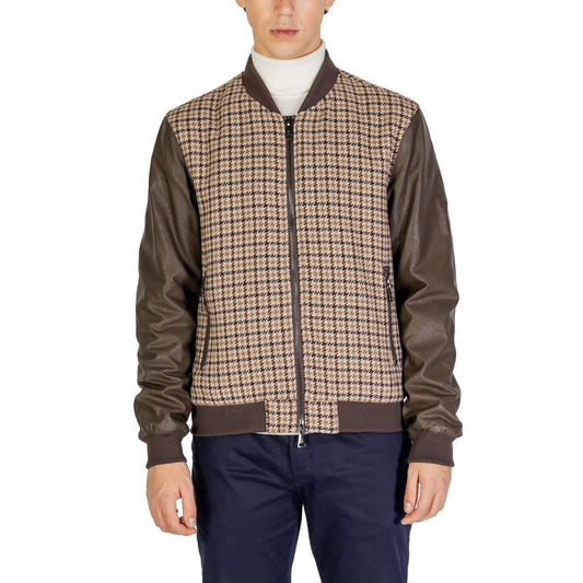 Gianni Lupo Brown Polyester Jackets & Coat Gianni Lupo