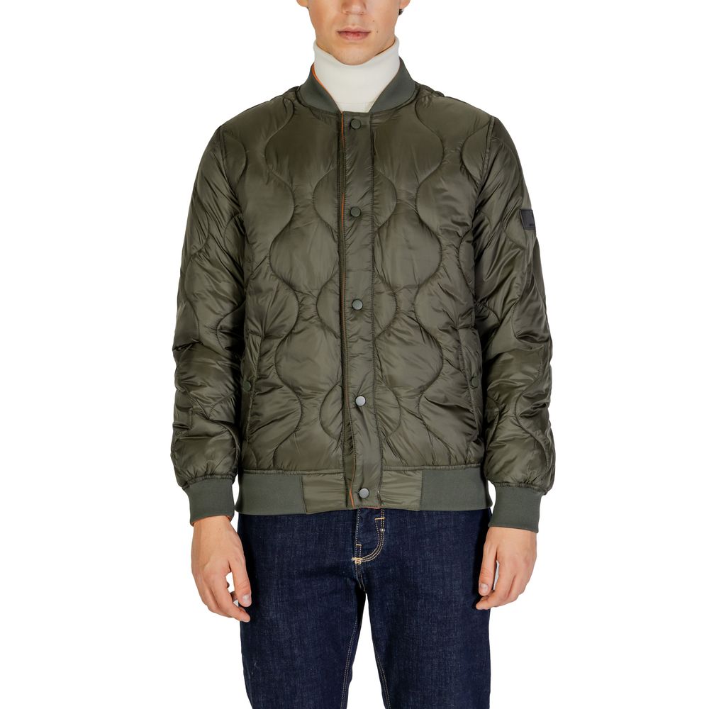 Gianni Lupo Green Polyamide Jackets & Coat Gianni Lupo