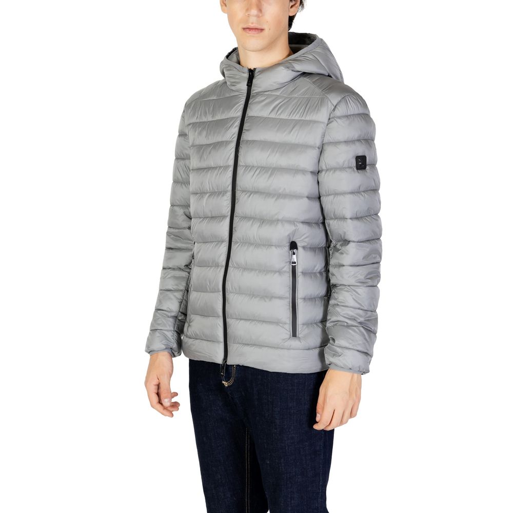 Gianni Lupo Gray Polyamide Jackets & Coat Gianni Lupo