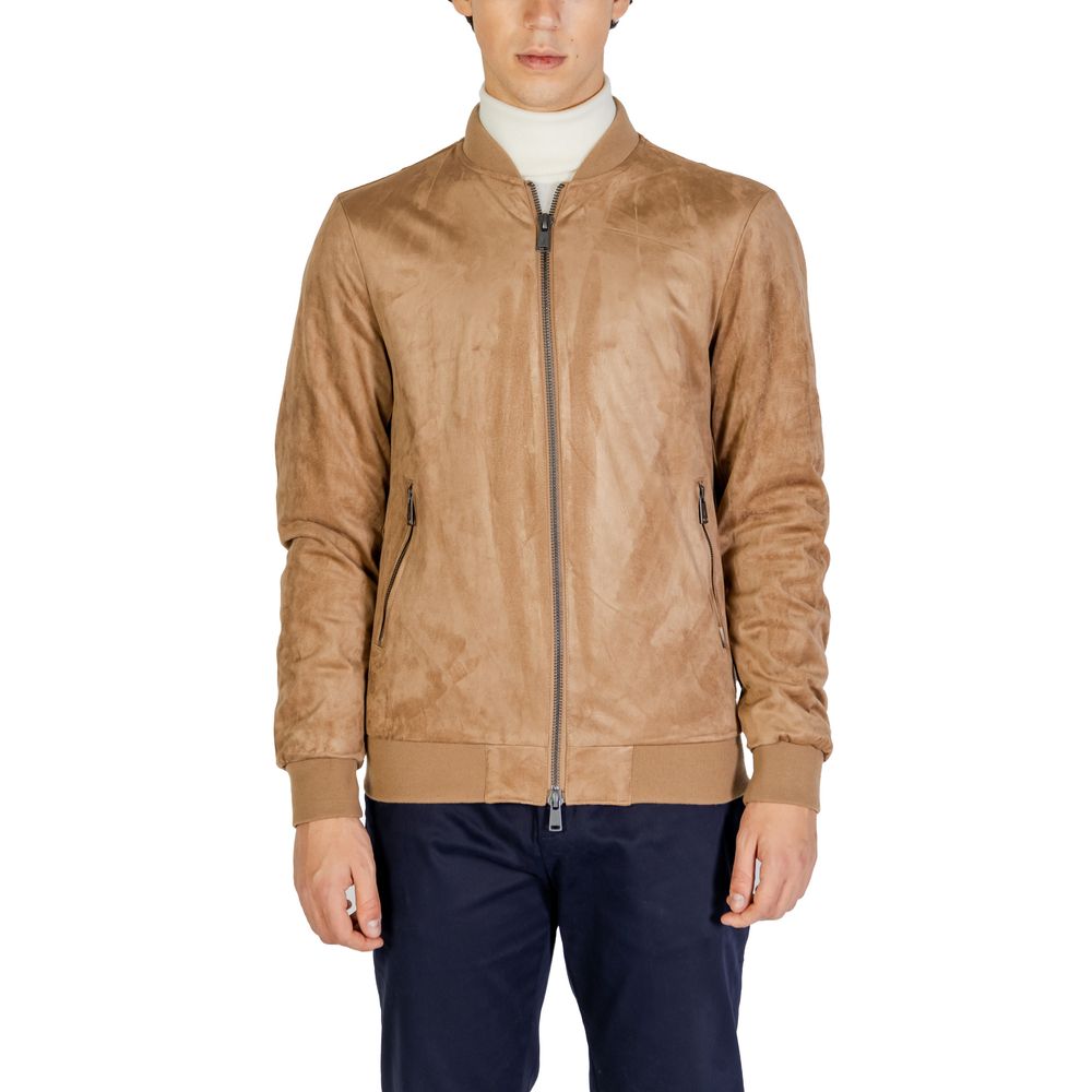 Gianni Lupo Beige Polyester Jackets & Coat Gianni Lupo