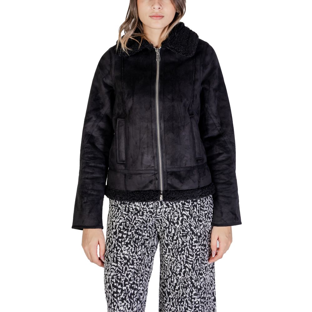 Street One Black Polyester Jackets & Coat Street One