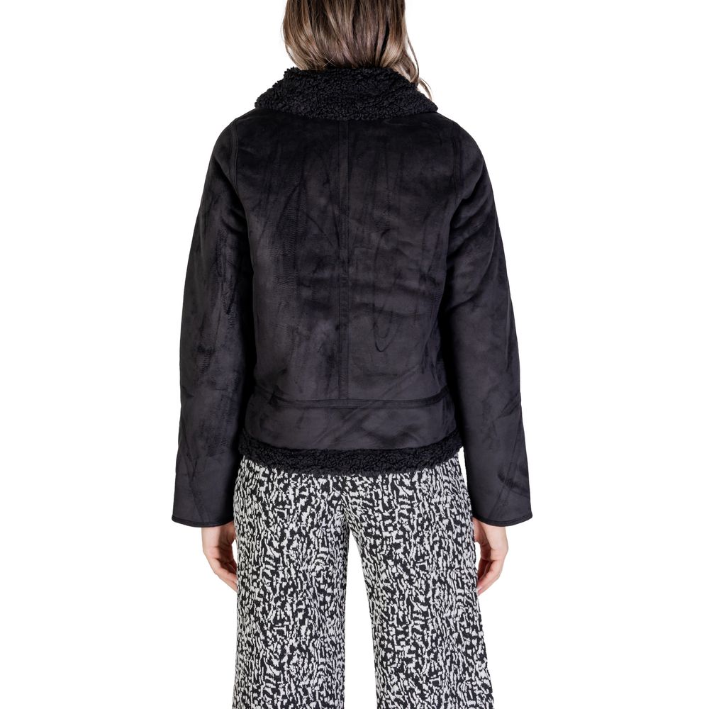 Street One Black Polyester Jackets & Coat Street One
