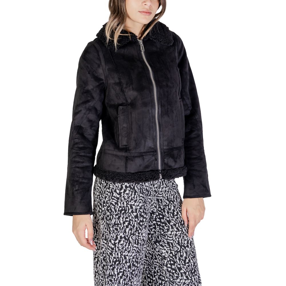 Street One Black Polyester Jackets & Coat Street One