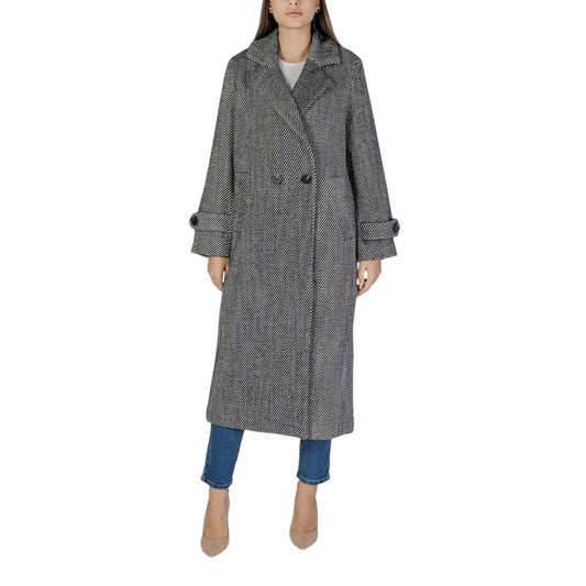 Vila Clothes Black Polyester Coat Vila Clothes