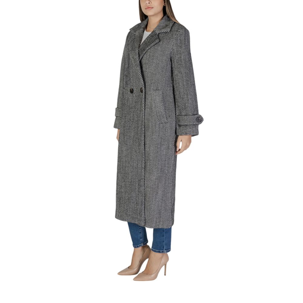 Vila Clothes Black Polyester Coat Vila Clothes