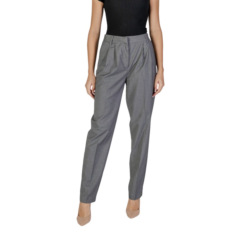 Vila Clothes Gray Polyester Pant Vila Clothes