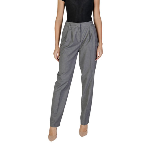 Vila Clothes Gray Polyester Pant Vila Clothes