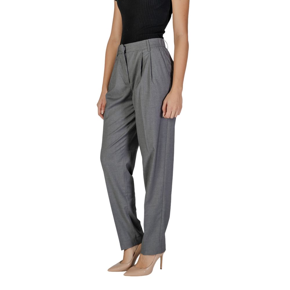 Vila Clothes Gray Polyester Pant Vila Clothes
