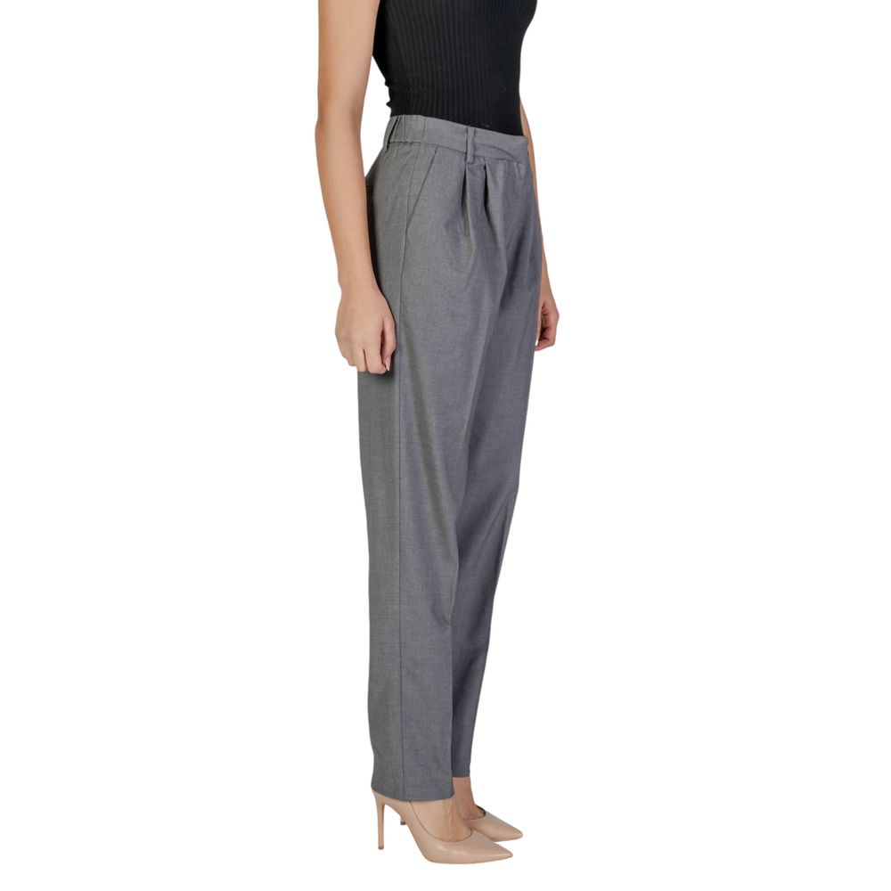 Vila Clothes Gray Polyester Pant Vila Clothes