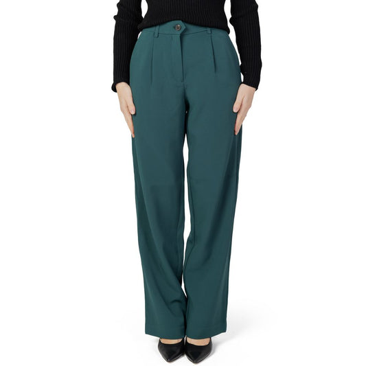 Vila Clothes Green Recycled Polyester Pant Vila Clothes