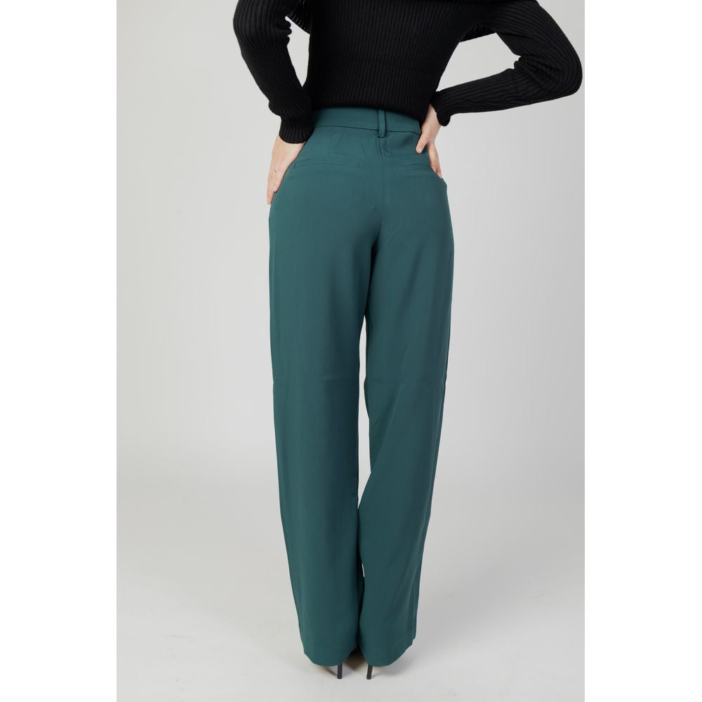 Vila Clothes Green Recycled Polyester Pant Vila Clothes