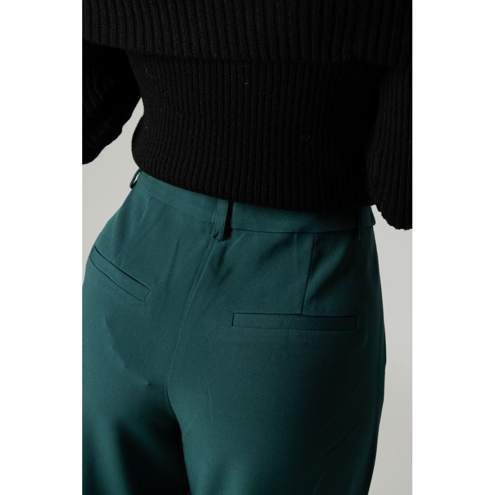 Vila Clothes Green Recycled Polyester Pant Vila Clothes