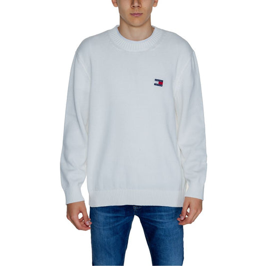 Tommy Hilfiger Jeans White Cotton Sweater Tommy Hilfiger Jeans