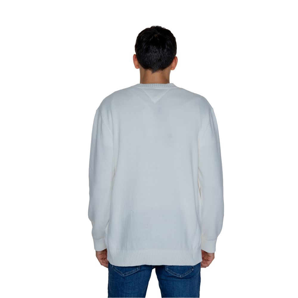 Tommy Hilfiger Jeans White Cotton Sweater Tommy Hilfiger Jeans