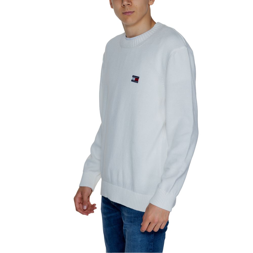 Tommy Hilfiger Jeans White Cotton Sweater Tommy Hilfiger Jeans