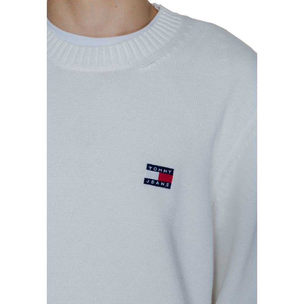 Tommy Hilfiger Jeans White Cotton Sweater Tommy Hilfiger Jeans