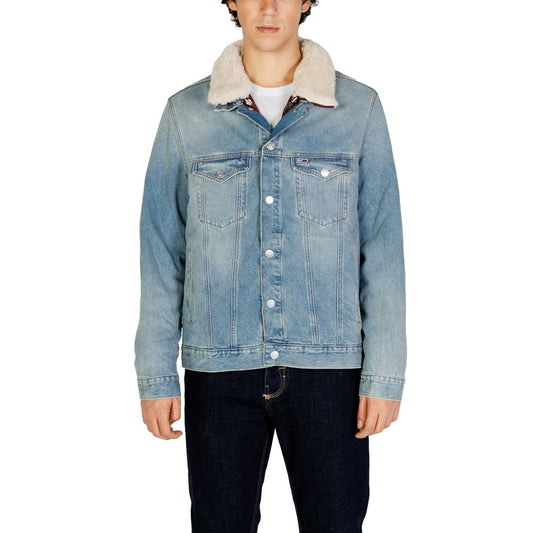 Tommy Hilfiger Jeans Light Blue Cotton Jackets & Coat Tommy Hilfiger Jeans