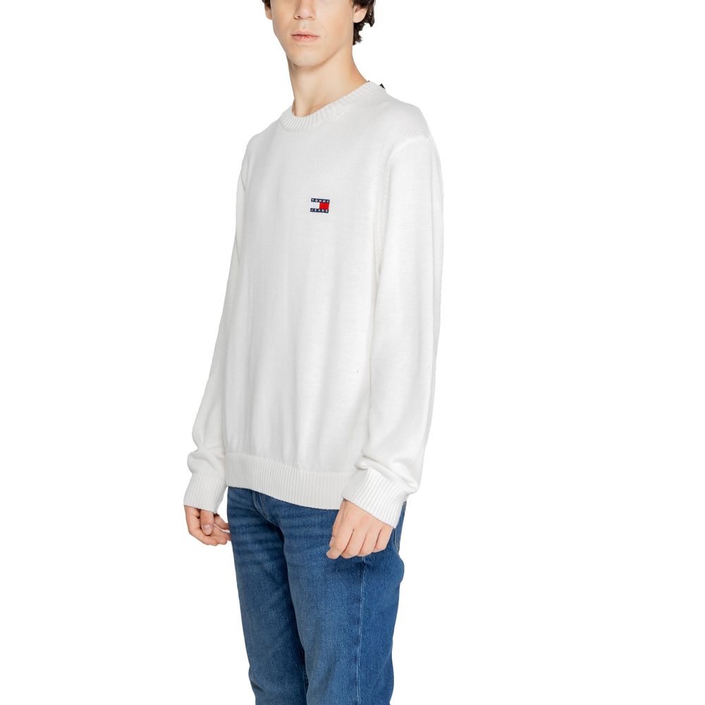 Tommy Hilfiger Jeans White Recycled Polyester Sweater Tommy Hilfiger Jeans
