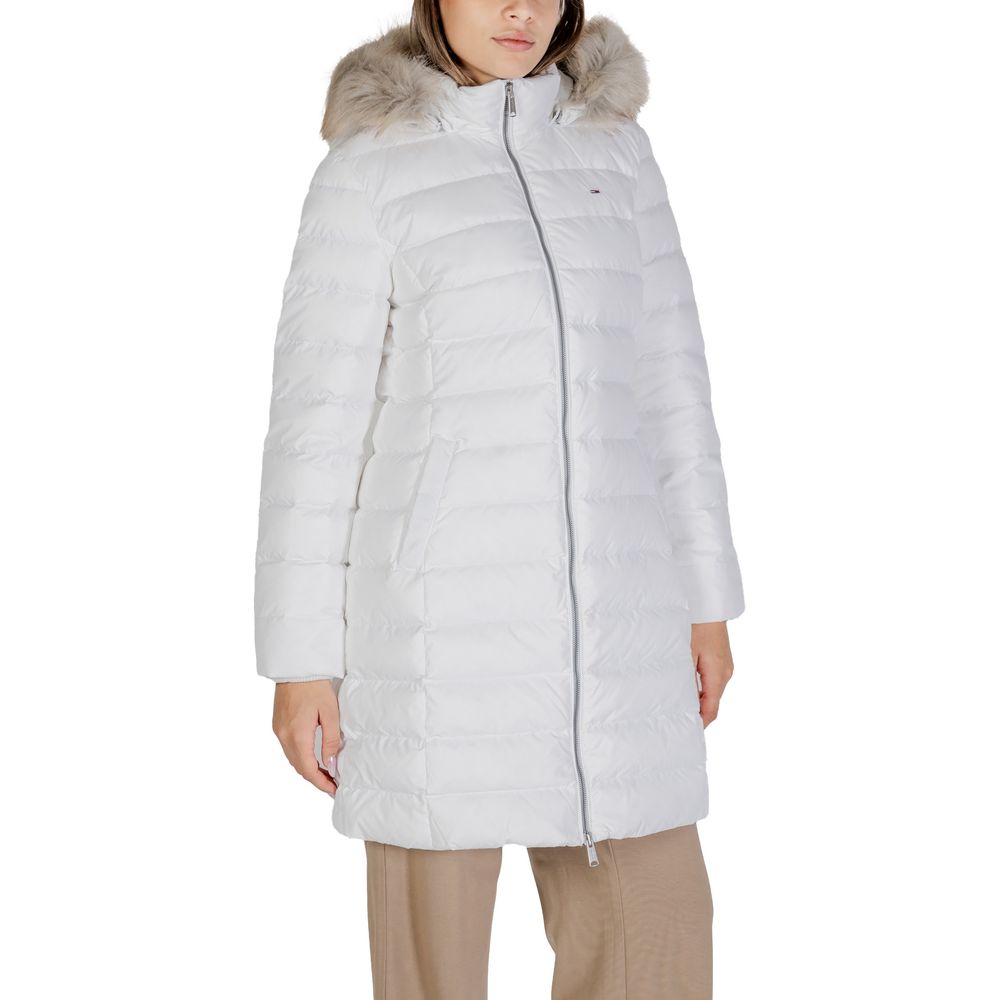 Tommy Hilfiger Jeans White Recycled Polyester Jackets & Coat Tommy Hilfiger Jeans