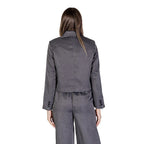Gray polyester blazer from Jacqueline De Yong featuring a tailored fit and classic lapel design.